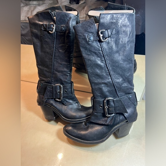 NOW Made in Italy Soft Leather Moto Riding Mid Calf Boots Women's Size 36 - Picture 1 of 13